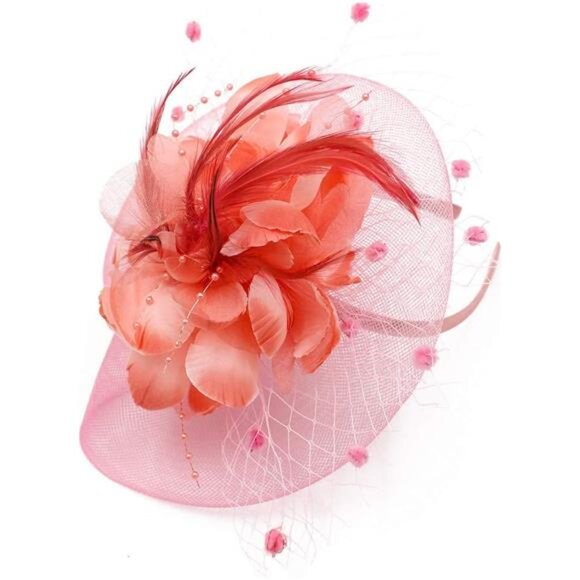 Fascinators Hat for Women Tea Party Headpiece Wedding Cocktail Flower - Picture 6 of 7